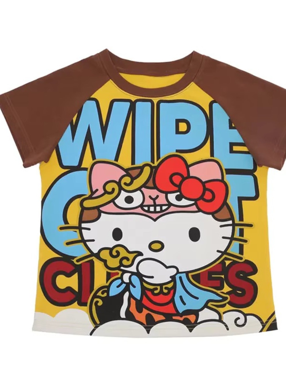 Hello Kitty graphic raglan t-shirt featuring “Wipe Out Cuties"